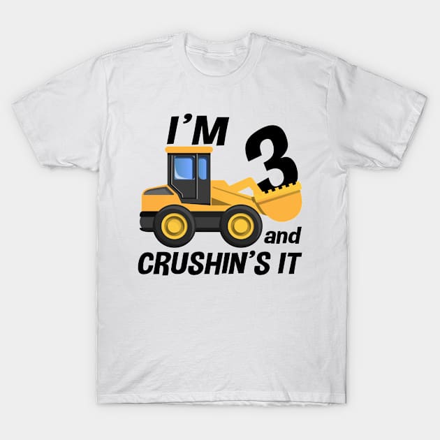 Kids Construction Truck 3rd Birthday T Shirt Boy 3 Year Old T-Shirt by joneK